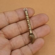 Creative Brass Confucius Temple Keychain Accessories Imitation Ancient Nine-storey Treasure Tower Copper Pen Pendant - Image 3
