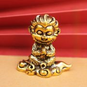 Solid Brass Monkey King Sun Wukong Figurine Battle Winning Buddha Small Copperware Desktop Decorations Stall Wholesale