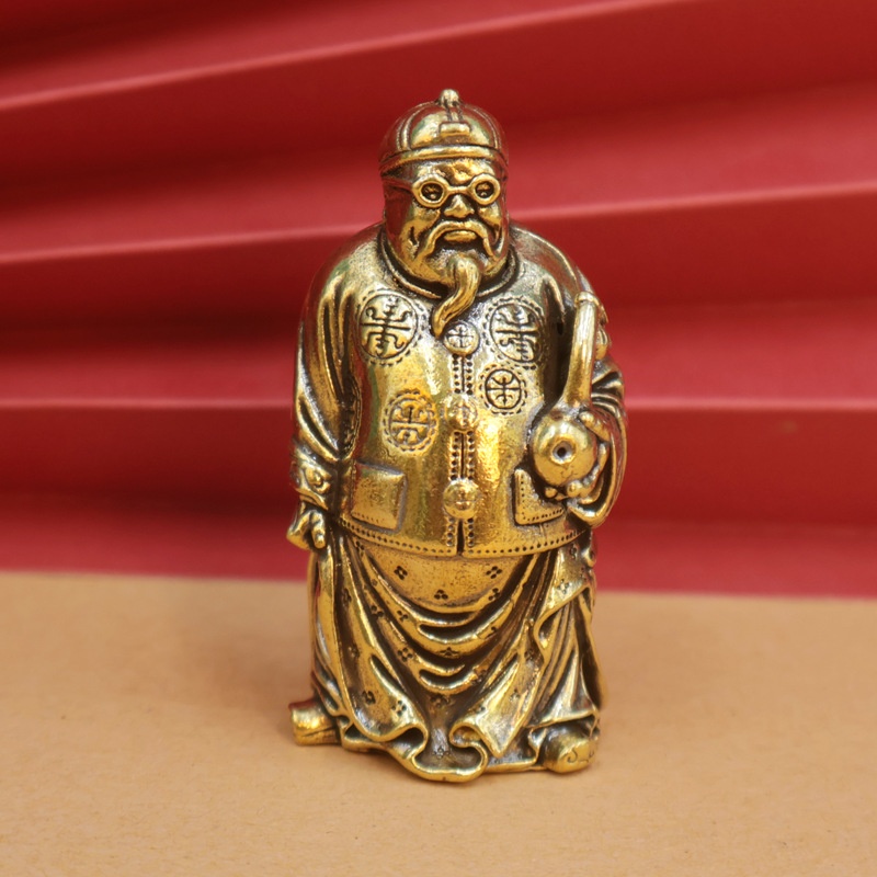 LA-819221146999_img0 Bronze Buddha Figurine Handheld Home Decor Office Desk Living Room Decorations Wealth God Stationary Art Metal Craft Gift - Image 1
