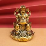 Retro Bronze Yuanbao God Of Wealth Statue Desktop Decoration Mini Figurine Buddha Sculpture Metal Craftwork Artistic Ornament