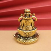 Retro Bronze Yuanbao God Of Wealth Statue Desktop Decoration Mini Figurine Buddha Sculpture Metal Craftwork Artistic Ornament - Image 2