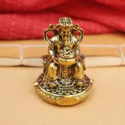 Retro Bronze Yuanbao God Of Wealth Statue Desktop Decoration Mini Figurine Buddha Sculpture Metal Craftwork Artistic Ornament - Image 3