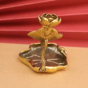 Solid Brass Lotus Flower Reverse Flow Incense Copper Ornaments Chinese Style Tea Room Zen Frog Lotus Copper Tea Pet Mini Decorations - Image 2