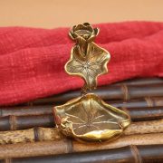 Solid Brass Lotus Flower Reverse Flow Incense Copper Ornaments Chinese Style Tea Room Zen Frog Lotus Copper Tea Pet Mini Decorations - Image 4