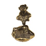 Solid Brass Lotus Flower Reverse Flow Incense Copper Ornaments Chinese Style Tea Room Zen Frog Lotus Copper Tea Pet Mini Decorations - Image 5