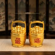 Metallic Fortune Attraction Bucket Gold Office Living Room Entrance Custom Metal Craft Ornament For Wealth Gathering - Image 2