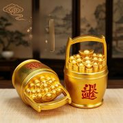 Metallic Fortune Attraction Bucket Gold Office Living Room Entrance Custom Metal Craft Ornament For Wealth Gathering - Image 3