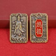 Bronze Huaishu Mazu Goddess Statue Amulet Safe Sea Travel Pendant Custom Metal Craft Ornament For Outing And Voyage
