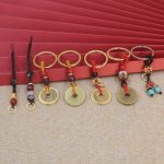 Bronze Wudi Coin Rope Sandalwood Rope Multi-Style Keychain Accessory Hanging Rope Woven Rope Cloud Pattern Rope Ear Spoon Climbing Carabiner