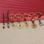 Bronze Wudi Coin Rope Sandalwood Rope Multi-Style Keychain Accessory Hanging Rope Woven Rope Cloud Pattern Rope Ear Spoon Climbing Carabiner