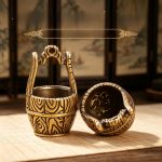 Creative Brass Good Luck Character Bucket Keychain Ornament Poly Treasure Basin Decorative Hanging Pendant Wholesale