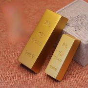 Gold Bar Ornament Fake Gold Brick Bank Plated Gold Chinese Gold Yuanbao Prop Desktop Gift Custom Metal Craft