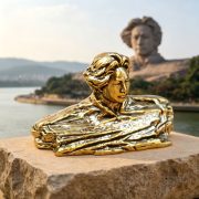 Bronze Sculpture Chairman Mao Desktop Decoration Office Home Tabletop Ornaments Orange Island Head Custom Metal Craft