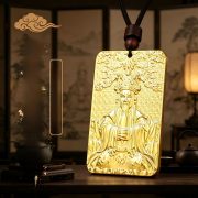Bronze Solid Wutai Mountain Fifth Brother Pendant Necklace Relieve Carving Personal Buddha Amulet Pendant Gift - Image 2