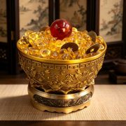 Bronze Jutai Treasure Bowl Decorative Item for Living Room Shop Opening Money Saving Office Decoration Wealth Attraction