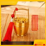 Bronze One Bucket Of Gold Water Bucket With Golden Bar Fortune Attracting Treasure Desktop Metal Artwork Ornament