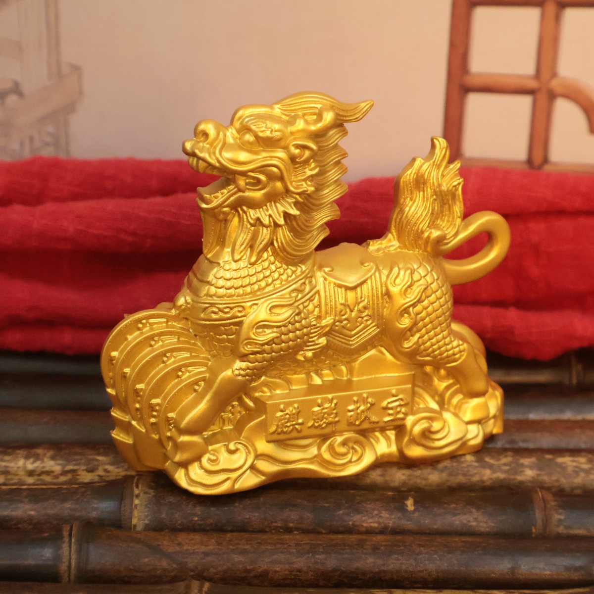 LA-829104534765_img0 Large Metal Sand Gold Wealth Attracting麒麟 Ornament for Living Room Entrance Home Decor New House Moving Gift - Image 1