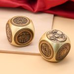 Large Brass Six-Faced Rotating Wealth Attracting Round Craftwork Ornament Handheld Piece For Decorative Purposes
