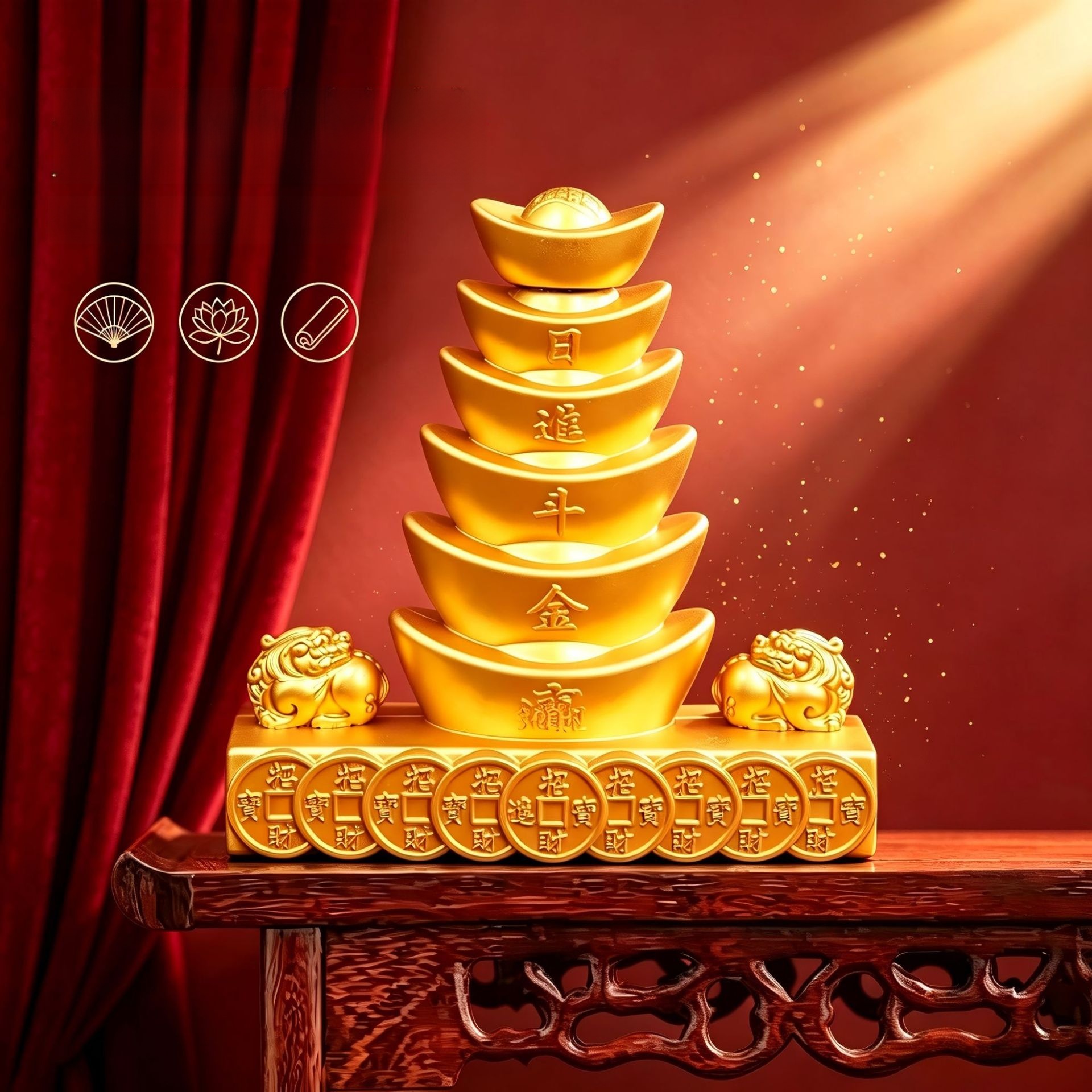 LA-834314992825_img0 Treasure Wealth Attraction Display Piece Register Counter Top Decoration Lucky Opening Gift Metal Craft Ornament - Image 1