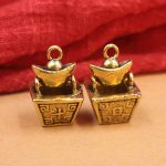 Premium Brass Car Keychain Lucky Coin Creative Street Vendor Ornament Gold Mine Daily Progress Business Gift