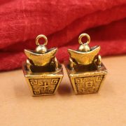Premium Brass Car Keychain Lucky Coin Creative Street Vendor Ornament Gold Mine Daily Progress Business Gift