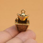 Premium Brass Car Keychain Lucky Coin Creative Street Vendor Ornament Gold Mine Daily Progress Business Gift - Image 4
