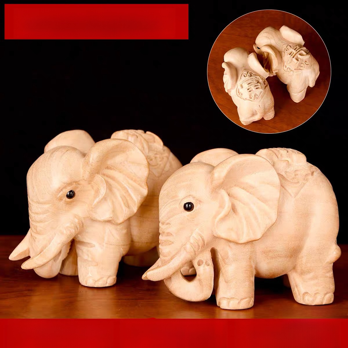 LA-845079967651_img0 Peach Wood Wealthy Elephant Carving Home Decoration Tortoise Gourd Sculpture Art Crafts Desktop Ornaments Wholesale - Image 1