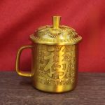 Bronze Relief Dragon And Phoenix Good Luck Longevity Tea Pot Tea Cup Copper Water Tank Living Room Decorative Gifts