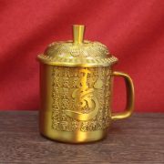 Bronze Relief Dragon And Phoenix Good Luck Longevity Tea Pot Tea Cup Copper Water Tank Living Room Decorative Gifts - Image 2