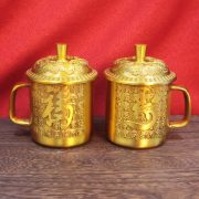 Bronze Relief Dragon And Phoenix Good Luck Longevity Tea Pot Tea Cup Copper Water Tank Living Room Decorative Gifts - Image 3