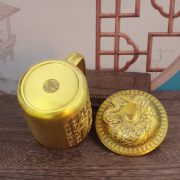 Bronze Chinese Style Double Happiness Dragon And Phoenix Tea Cup Carved Home Decorative Ornaments Artistic Handicrafts - Image 4