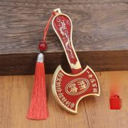 Bronze Axe Head Artistic Craft Decoration Living Room Furniture Desktop Entranceway Decor Lucky Charm Vintage Chinese Style Tassel