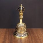 Bronze Large Three-Headed Bell Tibetan Lama Handheld Six-Syllable True Word Bell Temple Brass Artistic Crafts Display Piece