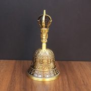 Bronze Large Three-Headed Bell Tibetan Lama Handheld Six-Syllable True Word Bell Temple Brass Artistic Crafts Display Piece - Image 2