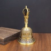 Bronze Large Three-Headed Bell Tibetan Lama Handheld Six-Syllable True Word Bell Temple Brass Artistic Crafts Display Piece - Image 3