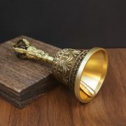 Bronze Large Three-Headed Bell Tibetan Lama Handheld Six-Syllable True Word Bell Temple Brass Artistic Crafts Display Piece - Image 4