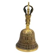 Bronze Large Three-Headed Bell Tibetan Lama Handheld Six-Syllable True Word Bell Temple Brass Artistic Crafts Display Piece - Image 5