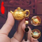 Year Of Horse Zodiac Eight Sides Wealth Ceramic Teapot Car Keychain Mahjong Game Piece Lucky Charm Collectible Metal Craft