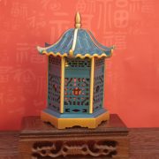 Antique Style Copper Incense burner Hollow Out Pavilion Design Home Living Room Office Decorative Metal Craft Ornament - Image 2