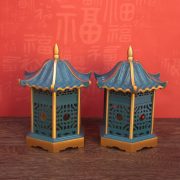 Antique Style Copper Incense burner Hollow Out Pavilion Design Home Living Room Office Decorative Metal Craft Ornament - Image 4