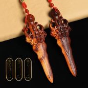 Carved One-Piece Date Wood Sword Pendant for Children's Bedroom Custom Wood Craft Hanging Ornament Baby Bed Wood Sword Accessory - Image 3