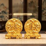 Alloy Dragon And Phoenix Wealth Attraction Home Decorations Living Room Entrance Tabletop Ornaments Lucky Gift