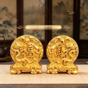 Alloy Dragon And Phoenix Wealth Attraction Home Decorations Living Room Entrance Tabletop Ornaments Lucky Gift