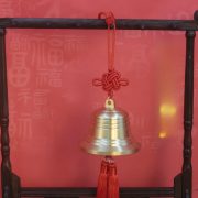 Bronze Bell Chinese Coin Decorative Pendant with Red and Yellow Rope Tassel Traditional Chinese Knot Ornament for Home Decoration - Image 2