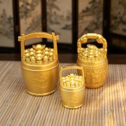 Metallic Treasure Barrel Home Decor Office Living Room Ornament Custom Metal Craft Display Stand for Entranceway - Image 3