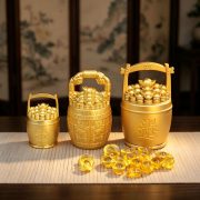 Metallic Treasure Barrel Home Decor Office Living Room Ornament Custom Metal Craft Display Stand for Entranceway - Image 4