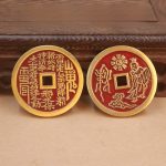 Copper Coin Ornaments Taoist Alchemist Tai Shang Lao Jun Blood Red Lingzhi Mushroom Feng Shui Eight Trigrams Design Craftwork