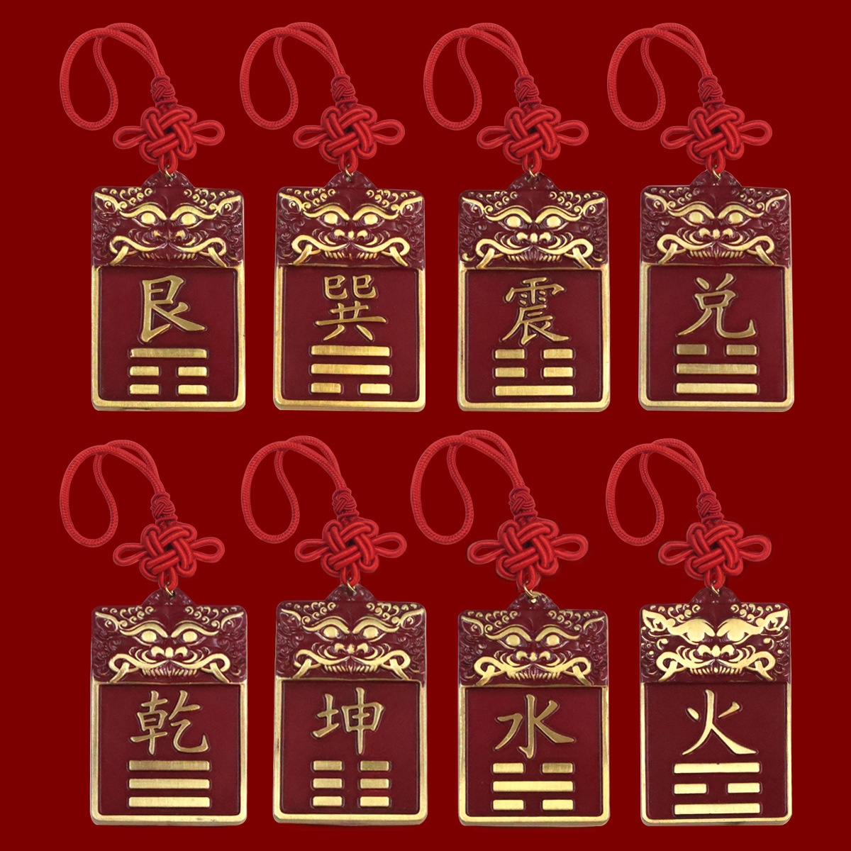 LA-903011603042_img0 Full Brass乾卦 Complementary Angle House Decoration Southeast and Northwest Corner Missing Eight Trigrams Metal Craft Ornament - Image 1
