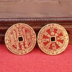 Bronze Ancient Style Coin Pendant Crafts Sandpainting Mountain Ghost Eight Trigrams Design Lucky Charm Amulet Jewelry