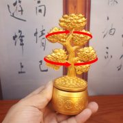 Sahjinui Metal Craft Ornament Wealth Tree Rotatable Business Opening Gift Lucky Money Symbol Sand Gold Heap Rotating Design - Image 3